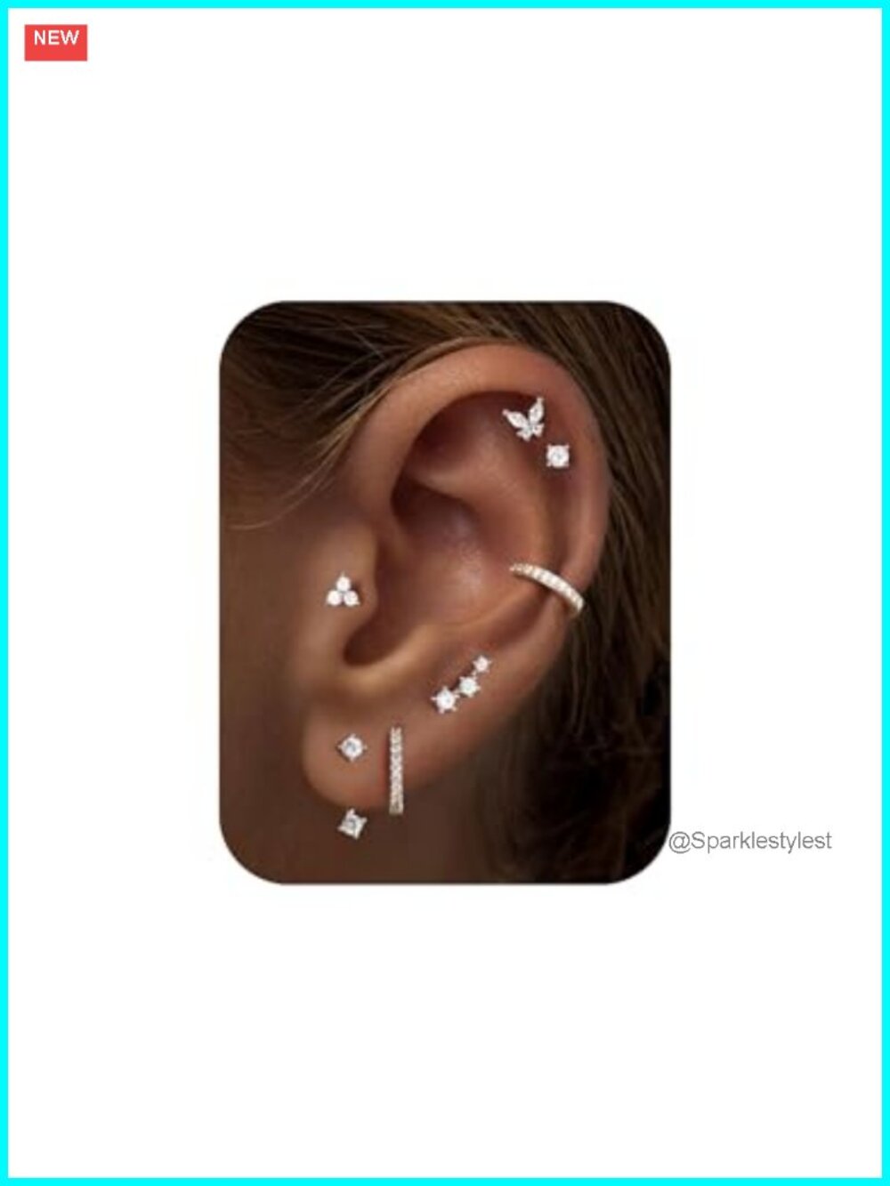 14k Gold Plated Hypoallergenic Earring Set CZ Studs Hoops 7 Pairs